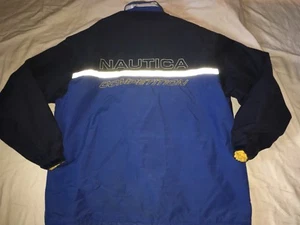 Chaqueta De Colección Nautica Competition Color Azul Amarillo Reversible Spellout L - Imagen 1 de 9