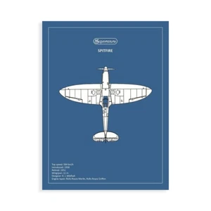 Stampa su Tela su Carta Poster o Quadro Rogan Mark BP Supermarine Spitfire - Picture 1 of 2