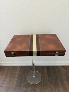 Vintage Suitcase Briefcase Backgammon Set Folding Large With Book - Picture 1 of 5