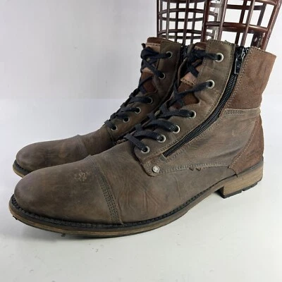 Bullboxer Hensil Chukka Botines Para Hombre EE. UU. 13 Cuero Marrón Con Cordones Doble Cremallera Foto 1 de 4