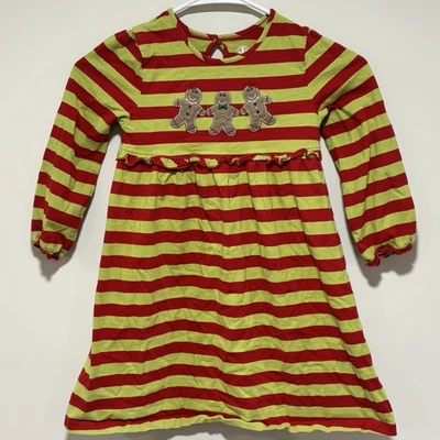 Vestido J. Caqui Tejido Jengibre Apliques Navidad Rojo Verde Rayas Niñas Talla 4 Foto 1 de 4