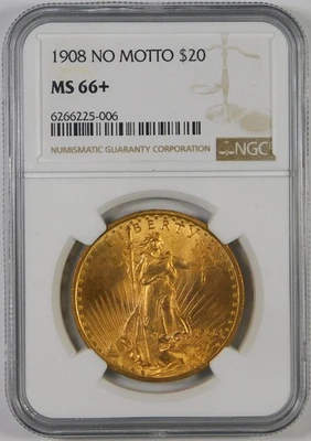 1908 $20 St. Gaudens Double Eagle Gold Coin NGC MS66+ - Image 1 of 2