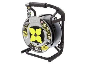 W-99257 extension cable drum, with fixed sockets rubber KEL - Afbeelding 1 van 1