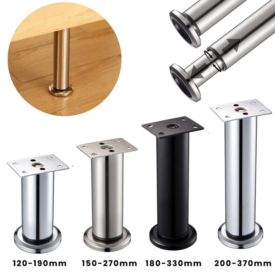 4x Möbelfüße verstellbar Metall rund Ø38mm Bettfüße Sockelfüße Sofafuß Couchfuß - Bild 1 von 4