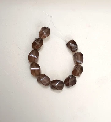 CONTAS DE CUBO DE TORÇÃO QUARTZO ESFUMAÇADO 7x10x7MM - FIO DE 4" - 0318 - Imagem 1 de 2