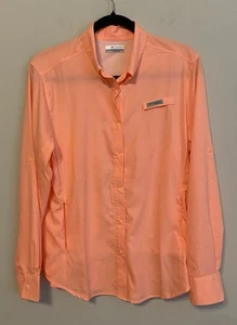 Columbia Women's Tamiami II Long Sleeve PFG Vented UV Button Up Salmon Large - Picture 1 of 5