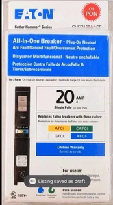 Eaton CH 20 Amp All in One AF/GF Aufsteck-Neutralschalter (CHFP120A1CS) - Bild 1 von 1