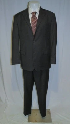 Vestimenta Charcoal Gray Striped Hand Made Three Button Suit 42R - Image 1 of 4