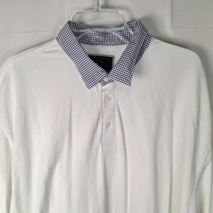 Jos A Bank Reserve Polo 2XLT Tall Shirt White Blue Check Contrat Collar Preppy - Bild 1 von 9