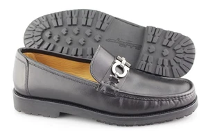 Men's SALVATORE FERRAGAMO 'Diego' Black Leather Loafers Size US 10.5 - EE - Picture 1 of 6