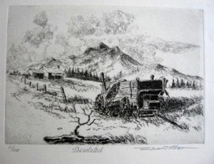 ELWOOD J. MILLER, Original Etching, Desolated, Signed Numbered - Picture 1 of 1