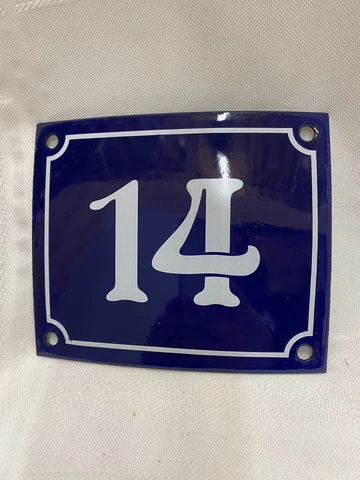 Vintage Style Blue Enamel Porcelain French House Number Door Steel Metal Sign 14 Cover