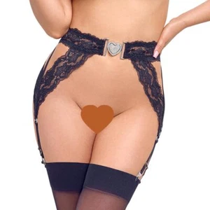 Strumpfgürtel Sexy Dessous Erotik Reizwäsche Strapse Strass Herz Spitze "Selina" - Bild 1 von 10