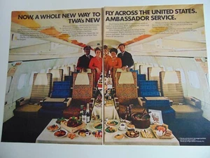 1970 TWA Airlines AMBASSADOR SERVICE Fly Across The United States print ad - Picture 1 of 1
