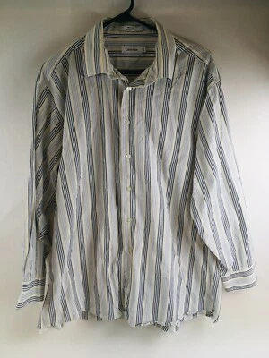 Camisa Calvin Klein Para Hombre Talla 17.5 32/33 Azul Multicolor Rayas Abotonada Foto 1 de 4