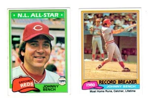 1981 TOPPS JOHNNY BENCH Cincinnati Reds 2card lot  #201 and 600 - Picture 1 of 1