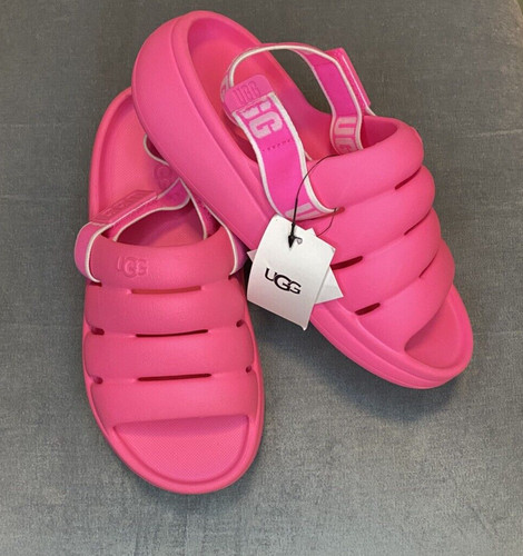 Sandali UGG Yeah Sport rosa fluo logo cinturini plateau slide bambini 3 donna 5