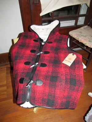 Chaleco con Capucha Volantes Tallado Palanca Sherpa Pila Lana Térmica Cuadros PS NUEVO NUEVO CON ETIQUETAS Foto 1 de 4