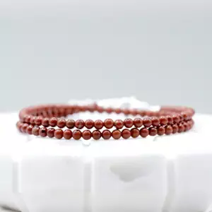 Natural Red Jasper 4mm Round Beaded Choker Healing Delicate Women's Necklace - Picture 1 of 4