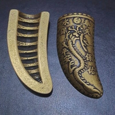 Par Cuerno de carnero de latón cáliz colgante taza yin yang hall de entrada Buda dragón Foto 1 de 4