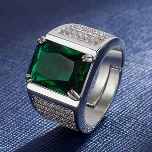 Adjustable Sterling Silver Ring Precious Stone Ring For Men Gift For Her Wedding - Picture 1 of 6