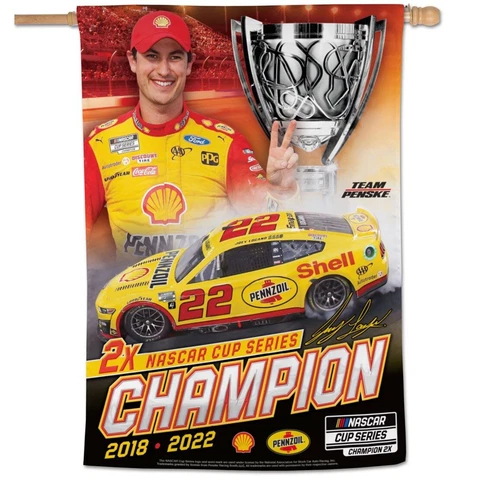 Joey Logano 2022 Wincraft #22 NASCAR Cup Series 2X Champion 28x40 Vertical Flag Cover