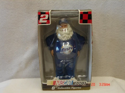 NASCAR 2003 Rusty #2 Santa in Blue 8" Collectible Figurine - Winners Circle Cover