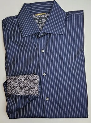 Mens Banana Republic Navy Striped Long Sleeve Button Up Shirt 16 16 1/2 Large - Image 1 of 2
