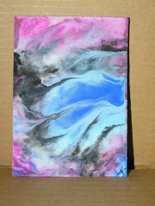ACEO Original Art Trading Card Acrylic Abstract Painting by NuoVo (#30) - Picture 1 of 2
