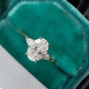 1.25 Ct IGI GIA Certified Lab Grown Diamond Wedding Ring Oval 18K Yellow Gold - Picture 1 of 10