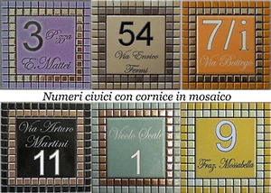 Numero civico + via incisi su piastrella di ceramica e mosaico - Imagen 1 de 14