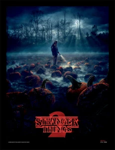 Stranger Things - Kürbisaufnäher - Offiziell 30 x 40 cm gerahmter Druck Wandkunst  - Bild 1 von 1