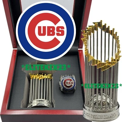 Anillo de campeonato de la Serie Mundial WS Chicago Cubs 2016 + trofeo + estuche Foto 1 de 2