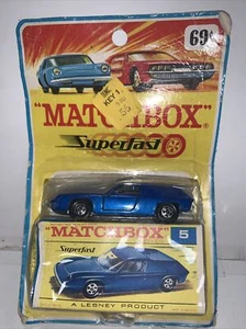 Matchbox Superfast #5 Lotus Europa Blue 1969 On Card - Picture 1 of 7