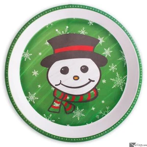 Christmas Snowman Platter Holiday Platter 11.75" Serving Tray, Red Green White - Picture 1 of 1