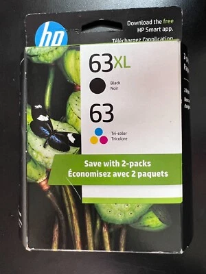 Cartuchos de tinta HP 63XL / 63 L0R48AN F6U61AN F6U64AN originales OEM 6952 Foto 1 de 3