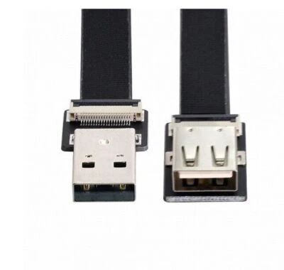 USB 2.0 Type-A Male to USB 2.0 A Female Extension Data Flat Slim FPC Cable 0.2m - Image 1 of 4