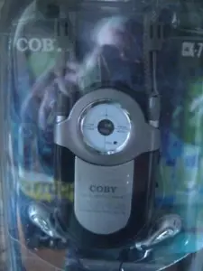NEW Coby Mini AM/FM DBBS Pocket Radio Gray/Black w/ Earphones & Neck Strap CX-7 - Picture 1 of 7