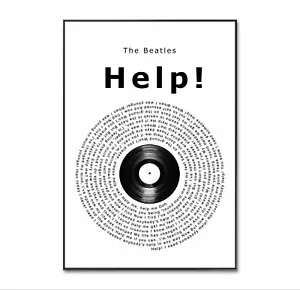 Poster The Beatles, poster in vinile Help, stampa The Beatles, testi dei Beatles, a4 - Foto 1 di 4