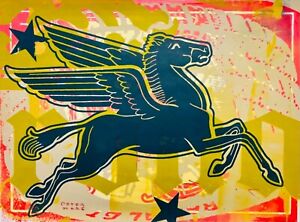 Peter Mars Pop Art Pegasus Winged Stallion Mythological Mobil Gas Station Signs