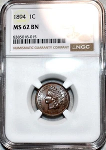 NGC MS-62 BN 1894 Indian Head Cent, Evenly Mirrored, Proof-Like specimen! - Picture 1 of 2
