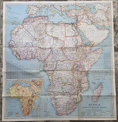 Vintage 1943 Africa National Geographic Map Rare Ephemera • 14.99$