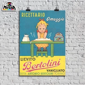 POSTER VINTAGE LIEVITO BERTOLINI RICETTARIO MARIAROSA BIMBA TOPQUALITY GRAPHICS - Imagen 1 de 1