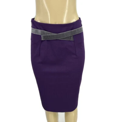 Anthropologie 4 Niñas de Saboya Púrpura Falda Lápiz Terciopelo Cinta Formal 14-2 Foto 1 de 4