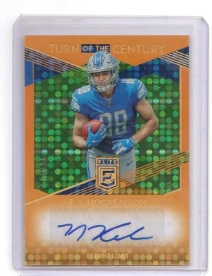 2019 Panini Elite T.J. Hockenson Turn of the Century Orange Auto Card /25 Lions - Image 1 of 2