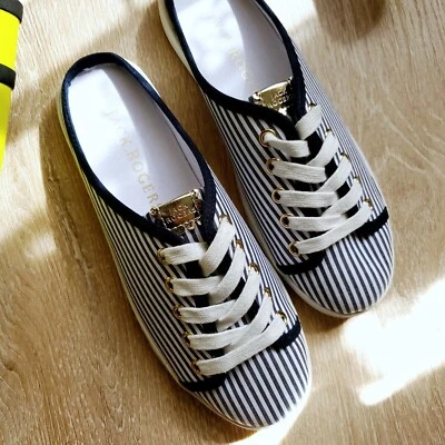 Zapatillas de mula Jack Rogers Ava a rayas para mujer talla 7,5 Foto 1 de 4