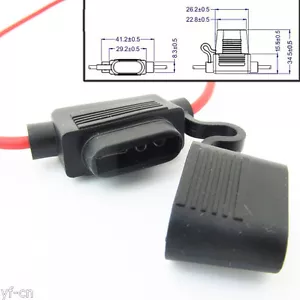 50x Portafusibles Hoja Impermeable Negro Medio En Línea 16AWG para Coche/Barco/Camión - Imagen 1 de 5