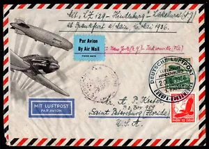 GERMANY TO US 1936 HINDENBURG ZEPPELIN FRANKFURT LANKENHURST, N.J. - Picture 1 of 2