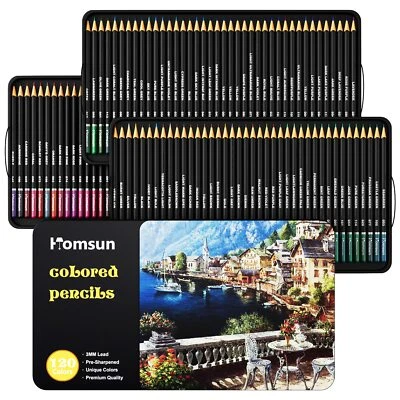 Homsun120 Buntstifte Set mit Weichem Kern Farbstifte Set im Metalletui Aquare... - Bild 1 von 4