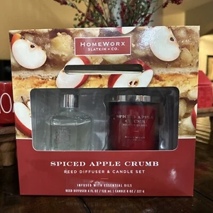HOMEWORX BY SLATKIN & CO SPICED APPLE CRUMB CANDLE & REED DIFFUSER SET GIFT BOX - Picture 1 of 9
